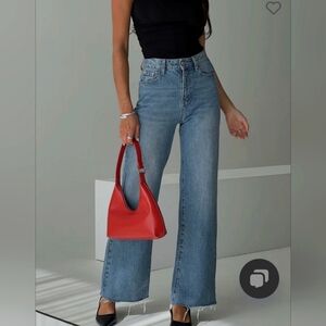 NWT Princess Polly HENESEY RAW HEM JEANS MID WASH